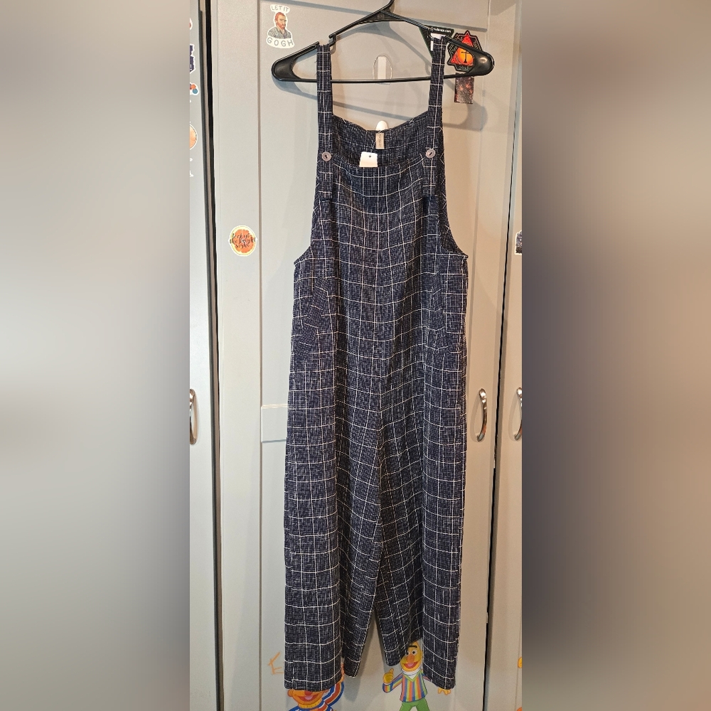 Blue Plaid Overalls